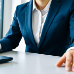 A professional individual, fully clothed in a modest business suit, is seated at a modern, clean desk in an advanced office environment. Subtle, abstract digital overlays gently envelop the scene, symbolizing the pervasive influence of algorithms and the creation of filter bubbles, with a soft blur in the background suggesting a narrow perspective. The individual appears thoughtful, reflecting on the balance between convenience and algorithmic guidance. Safe for work, appropriate content, fully clothed, professional dress, perfect anatomy, correct proportions, natural pose, well-formed hands, proper finger count, natural body proportions, high-quality photography, clean aesthetic.