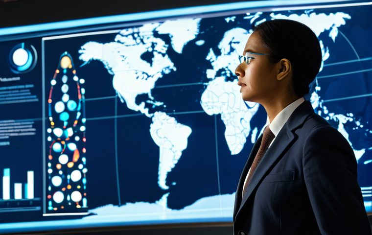 A diverse adult individual, fully clothed in modest, contemporary professional attire, stands thoughtfully before a dynamic holographic projection. The projection displays intricate, glowing DNA helices intertwined with an animated map illustrating ancient human migration routes across continents. The background is a clean, modern research institute lobby bathed in natural light. The subject's expression is contemplative, conveying a sense of connection to their deep ancestral past. perfect anatomy, correct proportions, well-formed hands, proper finger count, natural body proportions, natural pose, professional photography, high quality, safe for work, appropriate content, professional, family-friendly.