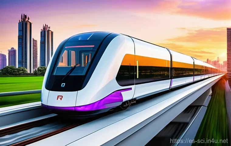 초전도체와 응용 분야 - **Prompt:** A sleek, ultra-modern magnetic levitation (Maglev) train glides silently and effortlessl...