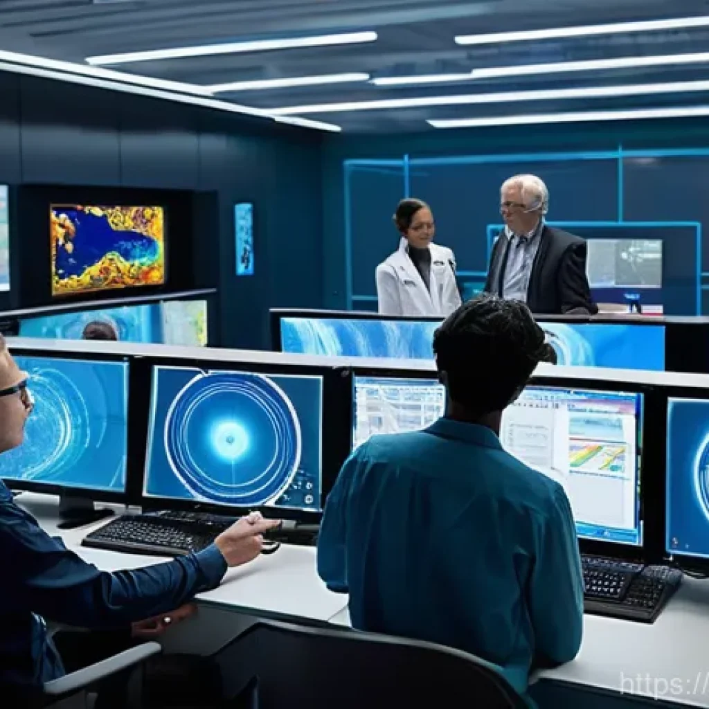 고에너지 입자 물리학 - **Prompt 1: Global Science Collaboration in a High-Energy Physics Control Center**
    "A vibrant an...