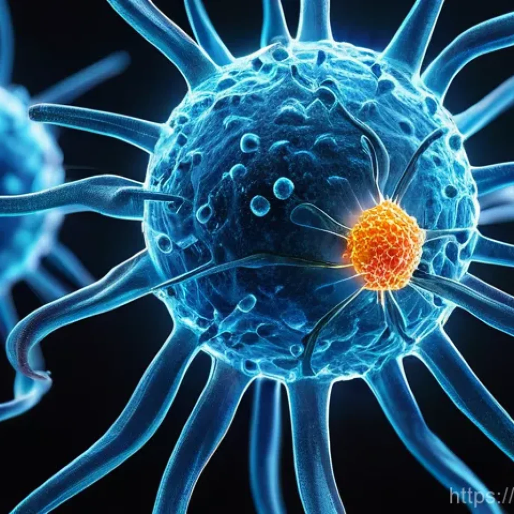 합성 생물학과 인공 세포 - **Prompt:** "A highly detailed microscopic view of genetically engineered T-cells, appearing as intr...