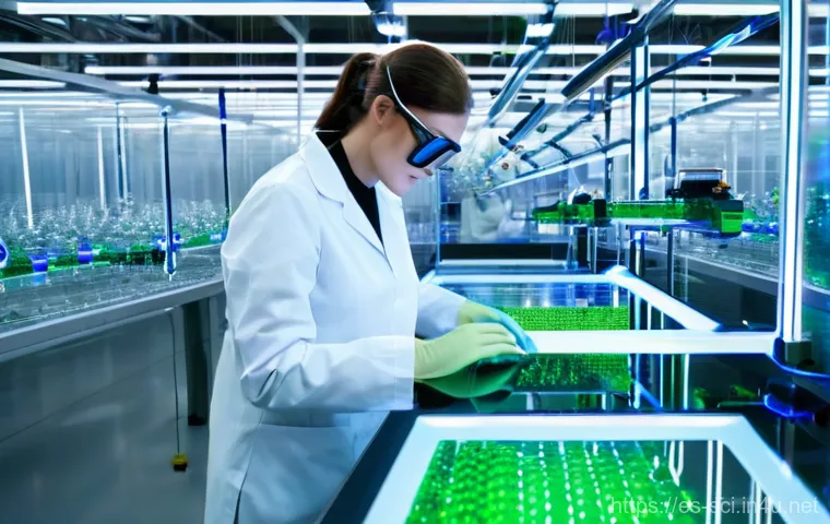 합성 생물학과 인공 세포 - **Prompt:** "A highly detailed microscopic view of genetically engineered T-cells, appearing as intr...