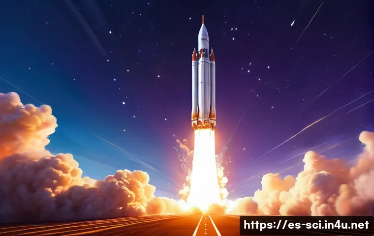 로켓 추진 원리와 연료 효율 - **Prompt 1: The Ascent of Fire and Steel**
"A powerful, multi-stage rocket majestically launchin...