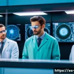 줄기세포 치료와 윤리적 문제 - **Prompt:** A vibrant, futuristic laboratory scene. In the foreground, a diverse team of dedicated s...