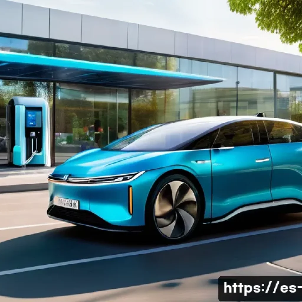 수소 연료 전지와 모빌리티 혁신 - A futuristic urban scene in Spain showcasing a sleek hydrogen fuel cell electric vehicle driving thr...